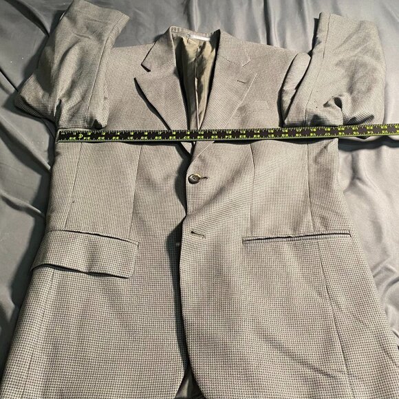 Oscar De La Renta Mens Blazer Jacket 38R Houndstooth Formal Gray Double Button - Picture 6 of 16